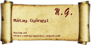 Mátay Gyöngyi névjegykártya